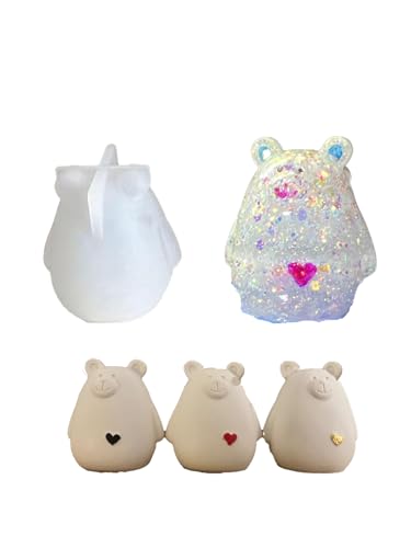 KZXCVS Silikonform Bärchen,Bär,Bär Kerzengießform,Silikon-Bär-Kristallform, Bärenform,Realistische Bären-Figuren, Bastelform, Tiermotiv, Bar,Gießformen 3d,Bär Silikonform von KZXCVS